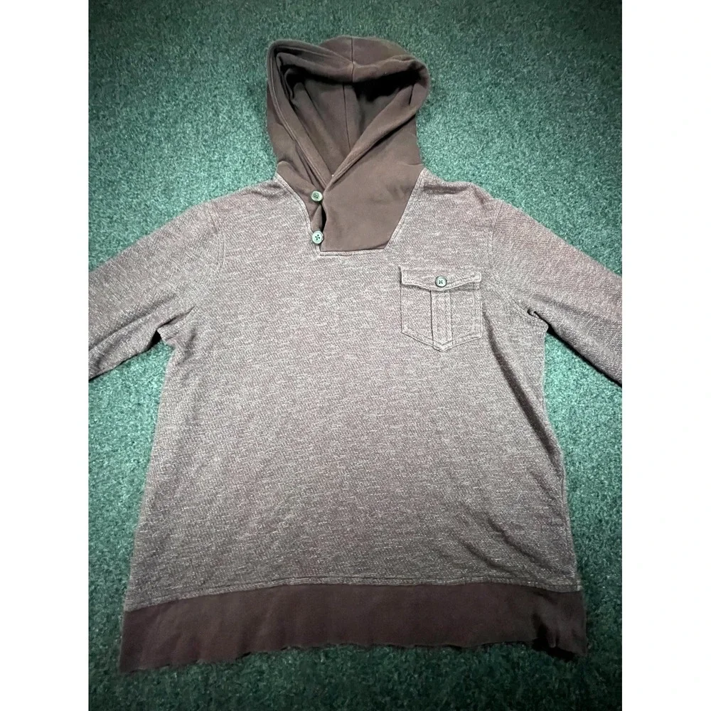 Banana Republic Hoodie Men's Medium Brown Single Chest Flap Pocket Pullover